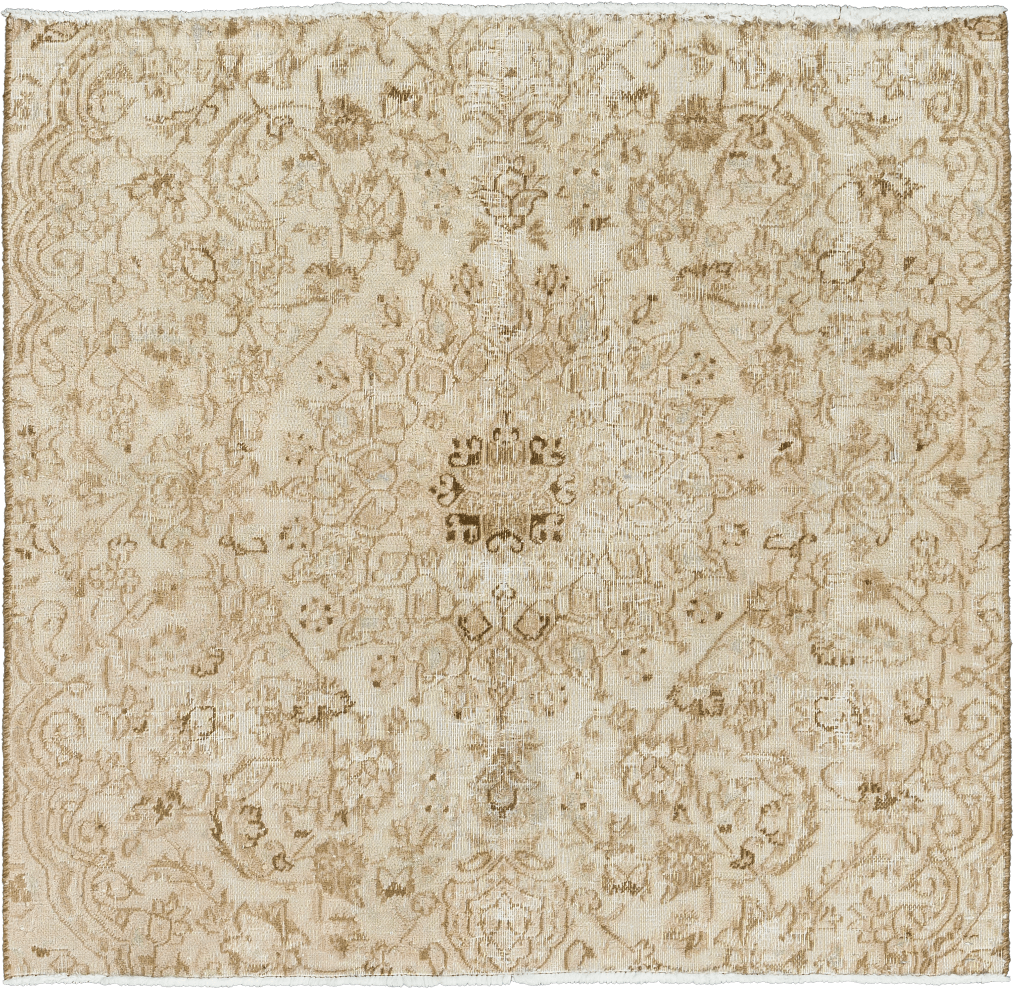 Modern Tabriz Square Beige Rug 4×4 Wool-Cotton