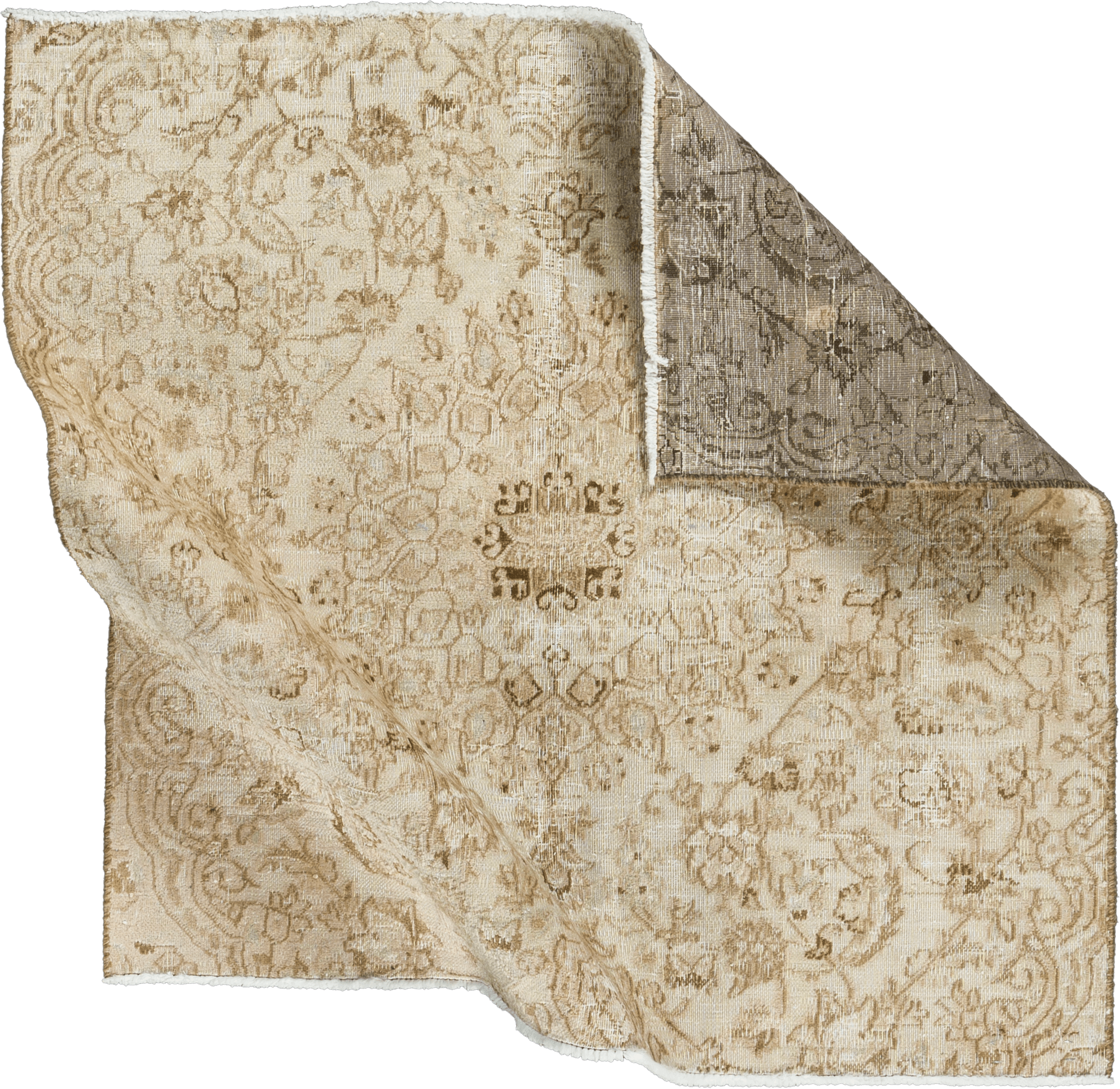 Modern Tabriz Square Beige Rug 4×4 Wool-Cotton