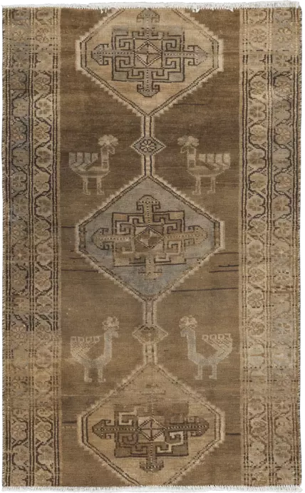 Modern Ardebil Rectangle Brown Rug 3×5 Wool-Cotton
