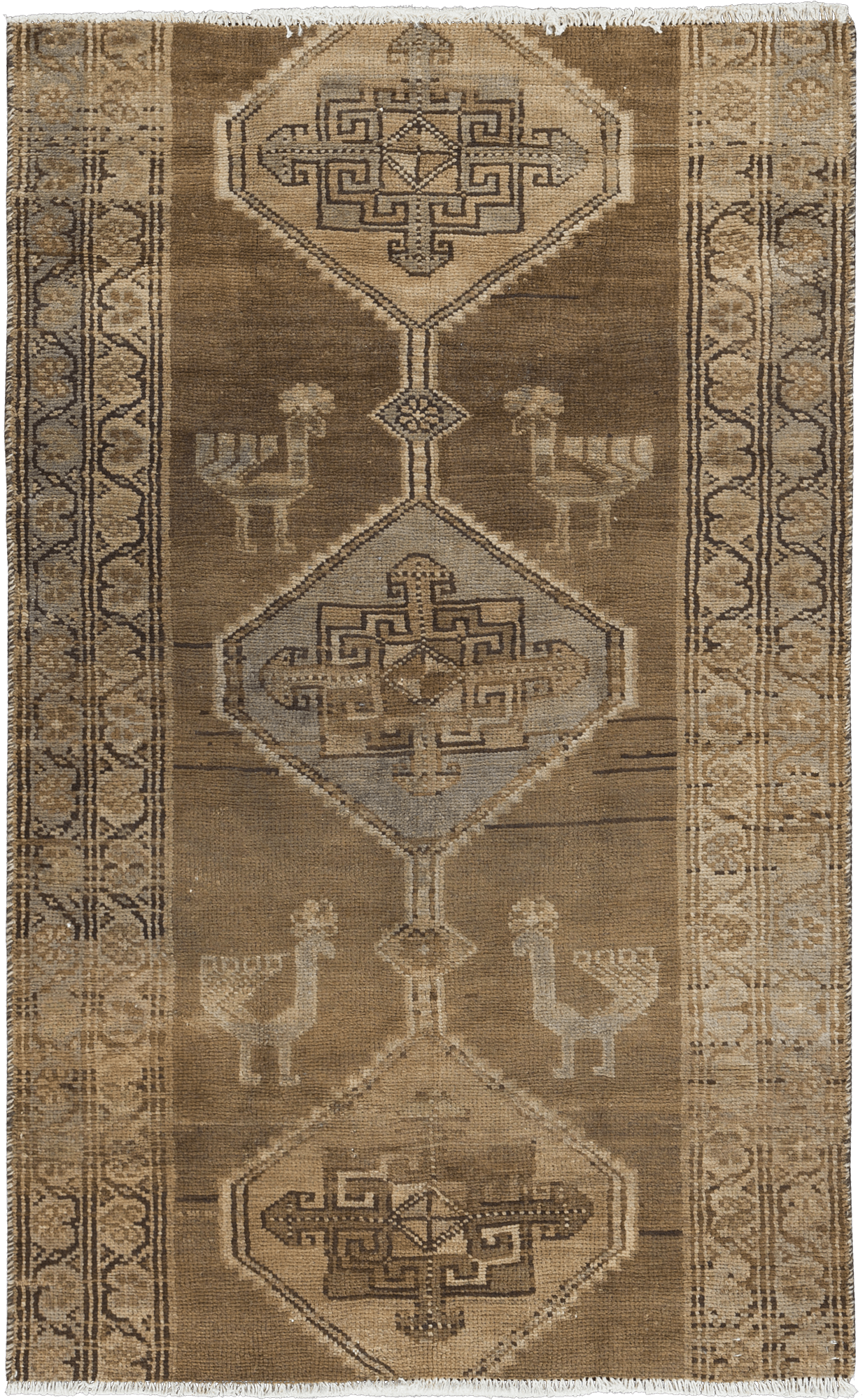 Modern Ardebil Rectangle Brown Rug 3×5 Wool-Cotton