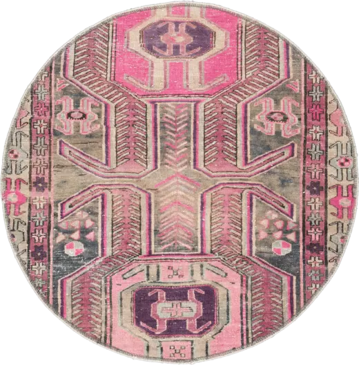 Modern Tabriz Round Pink Rug 3×3 Wool-Cotton
