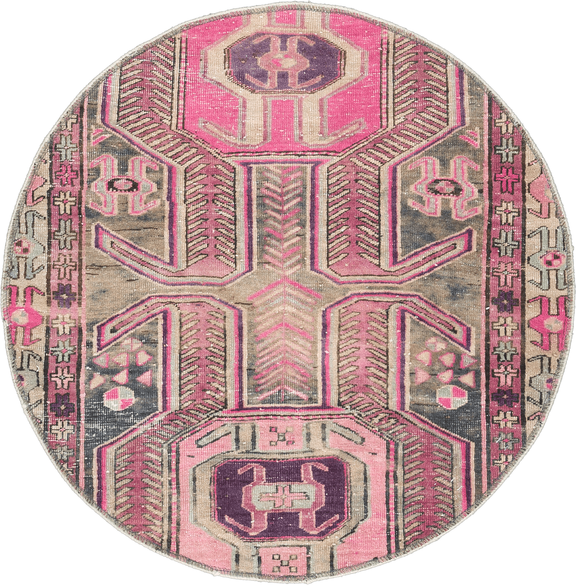 Modern Tabriz Round Pink Rug 3×3 Wool-Cotton