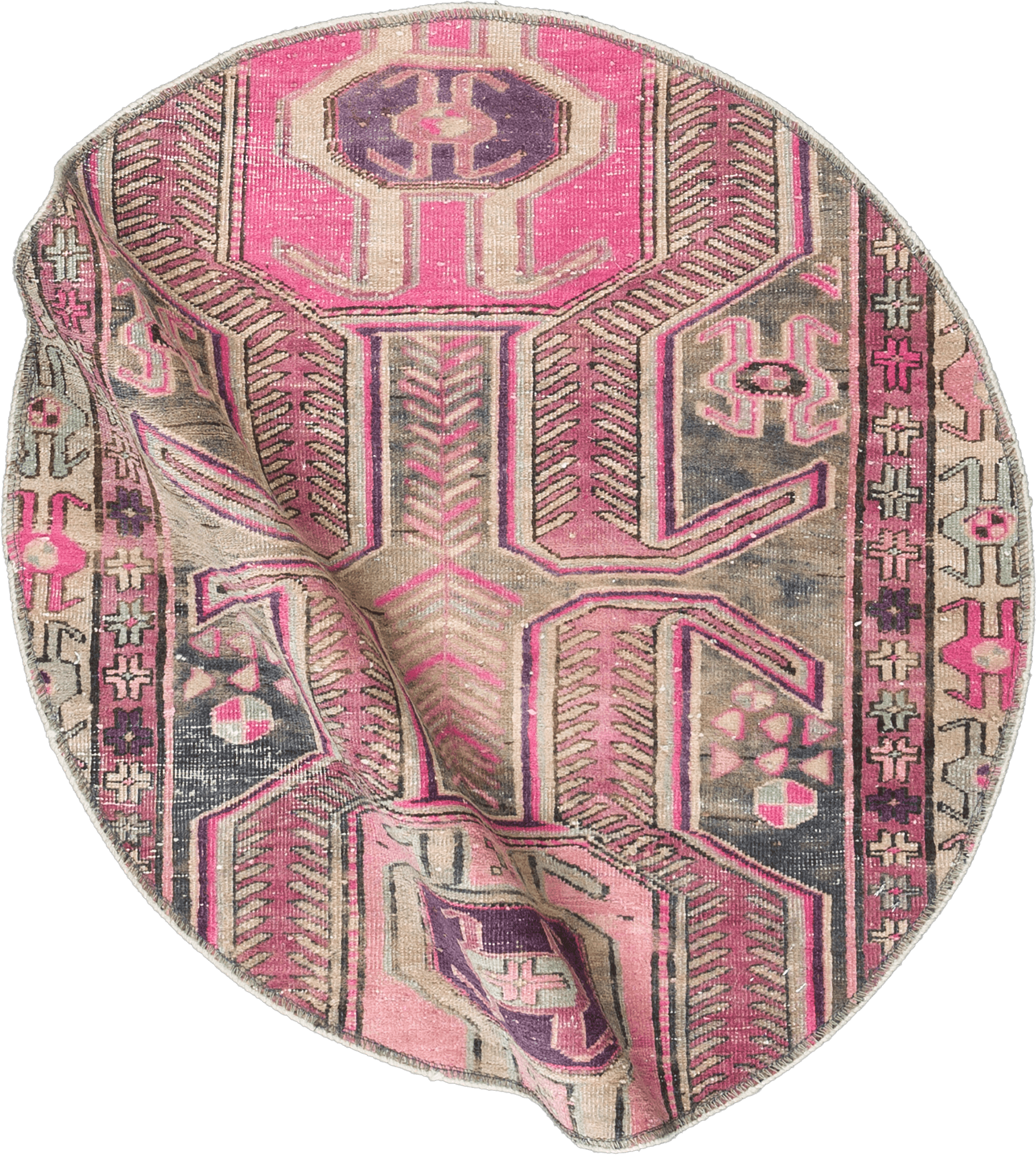 Modern Tabriz Round Pink Rug 3×3 Wool-Cotton