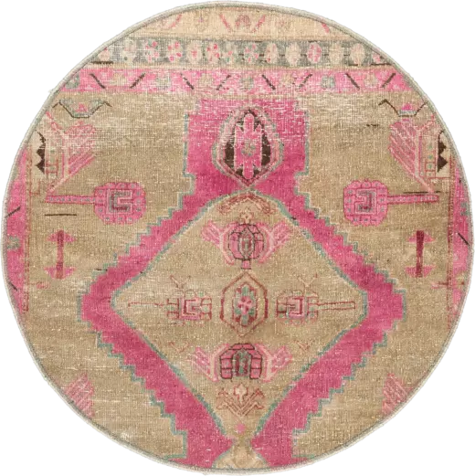 Modern Tabriz Round Pink Rug 3×3 Wool-Cotton