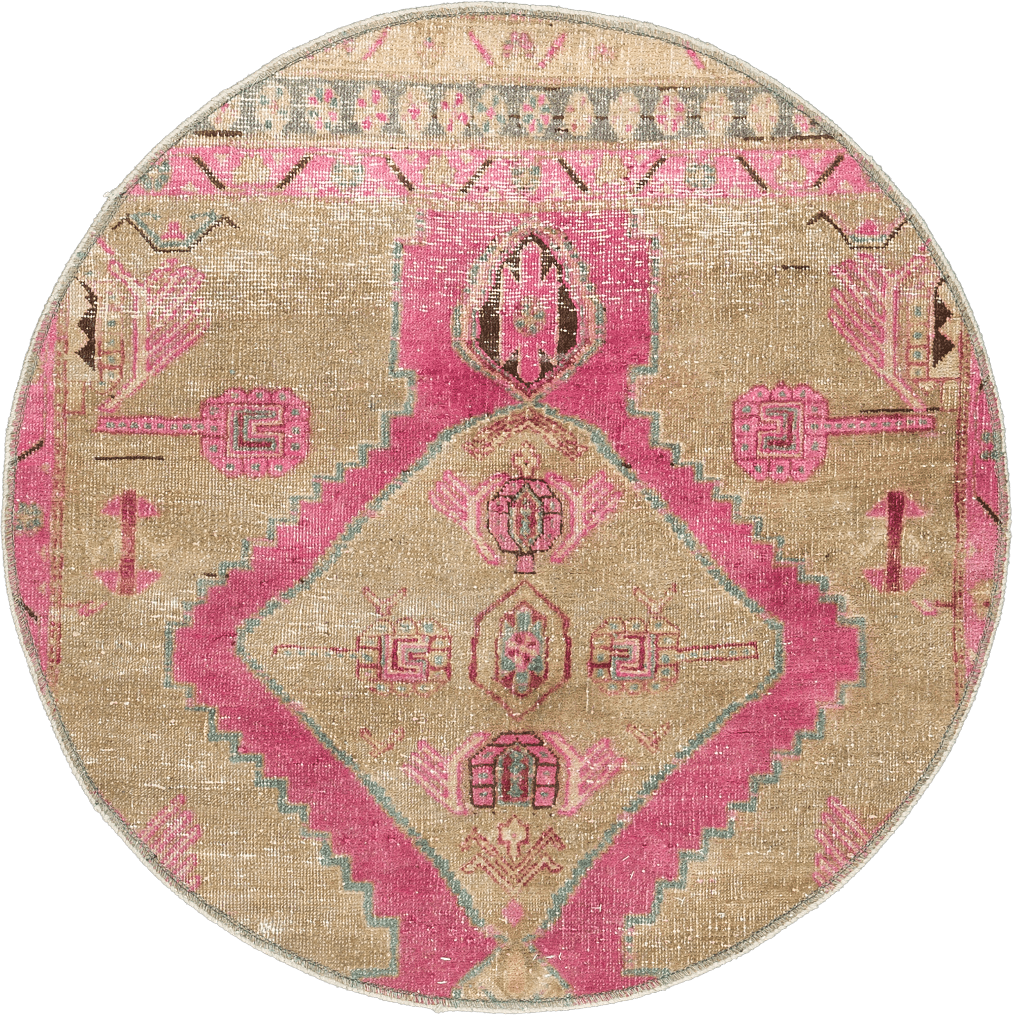 Modern Tabriz Round Pink Rug 3×3 Wool-Cotton