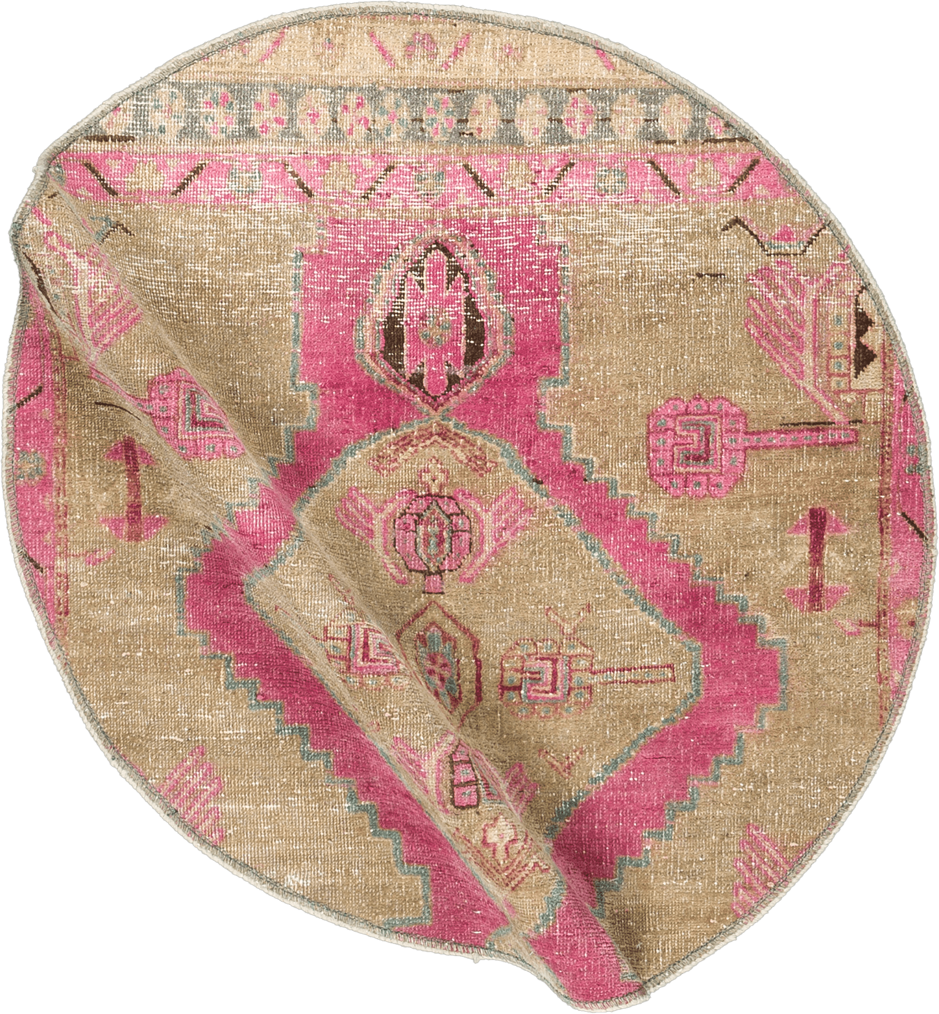 Modern Tabriz Round Pink Rug 3×3 Wool-Cotton
