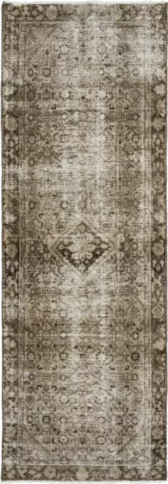 Modern Tabriz Runner Brown Rug 3×10 Wool-Cotton