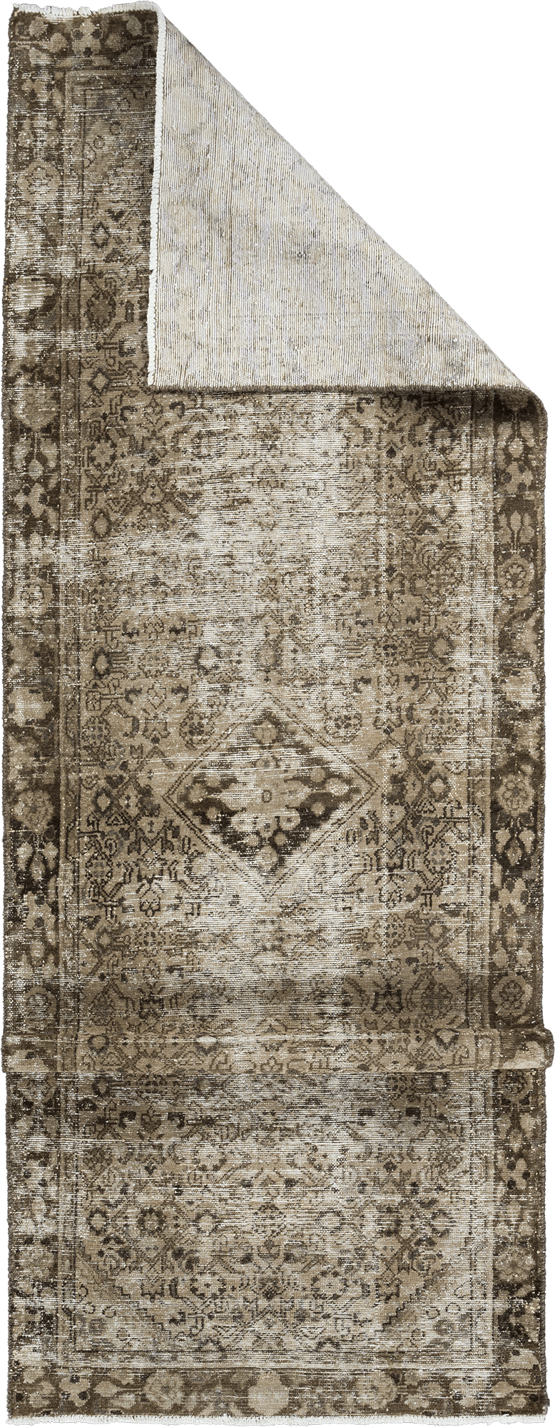 Modern Tabriz Runner Brown Rug 3×10 Wool-Cotton