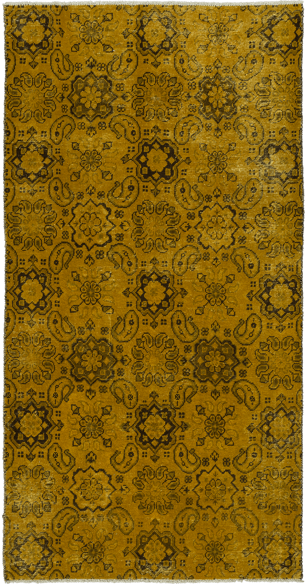 Colorful Vintage Tabriz Rectangle Yellow Rug 4×8 Wool-Cotton