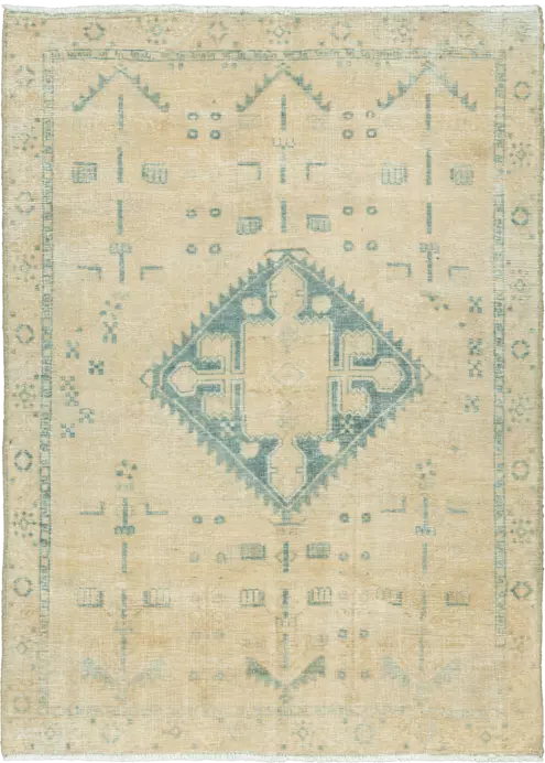 Modern Tabriz Rectangle Beige Rug 5×7 Wool-Cotton