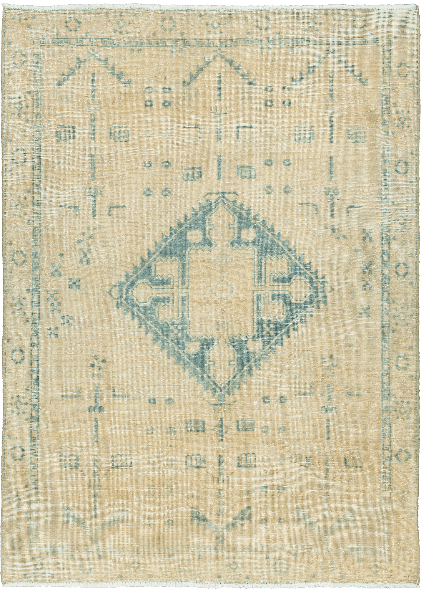 Modern Tabriz Rectangle Beige Rug 5×7 Wool-Cotton