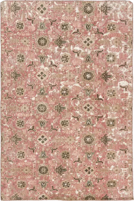Modern Tabriz Rectangle Pink Rug 4×6 Wool-Cotton