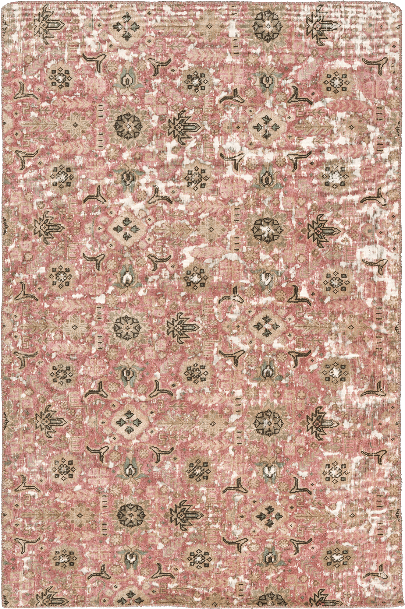 Modern Tabriz Rectangle Pink Rug 4×6 Wool-Cotton