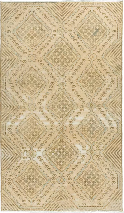 Modern Tabriz Rectangle Beige Rug 5×8 Wool-Cotton