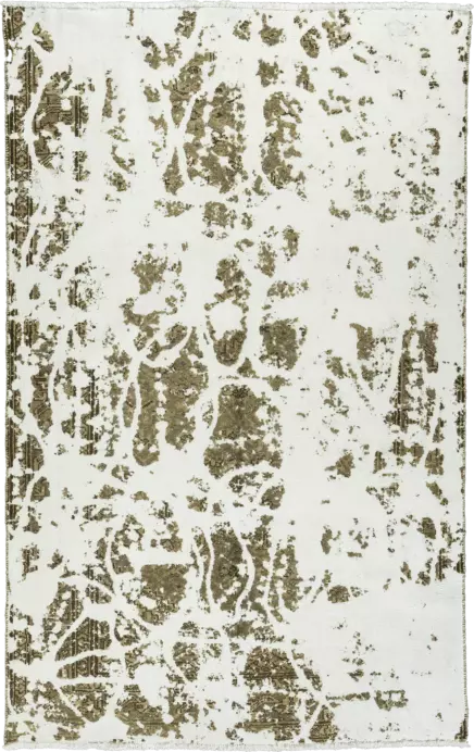 Modern Tabriz Rectangle White Olive Rug 5×8 Wool-Cotton