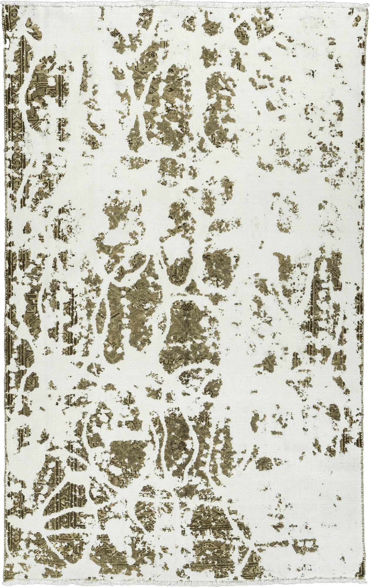 Modern Tabriz Rectangle White Olive Rug 5×8 Wool-Cotton