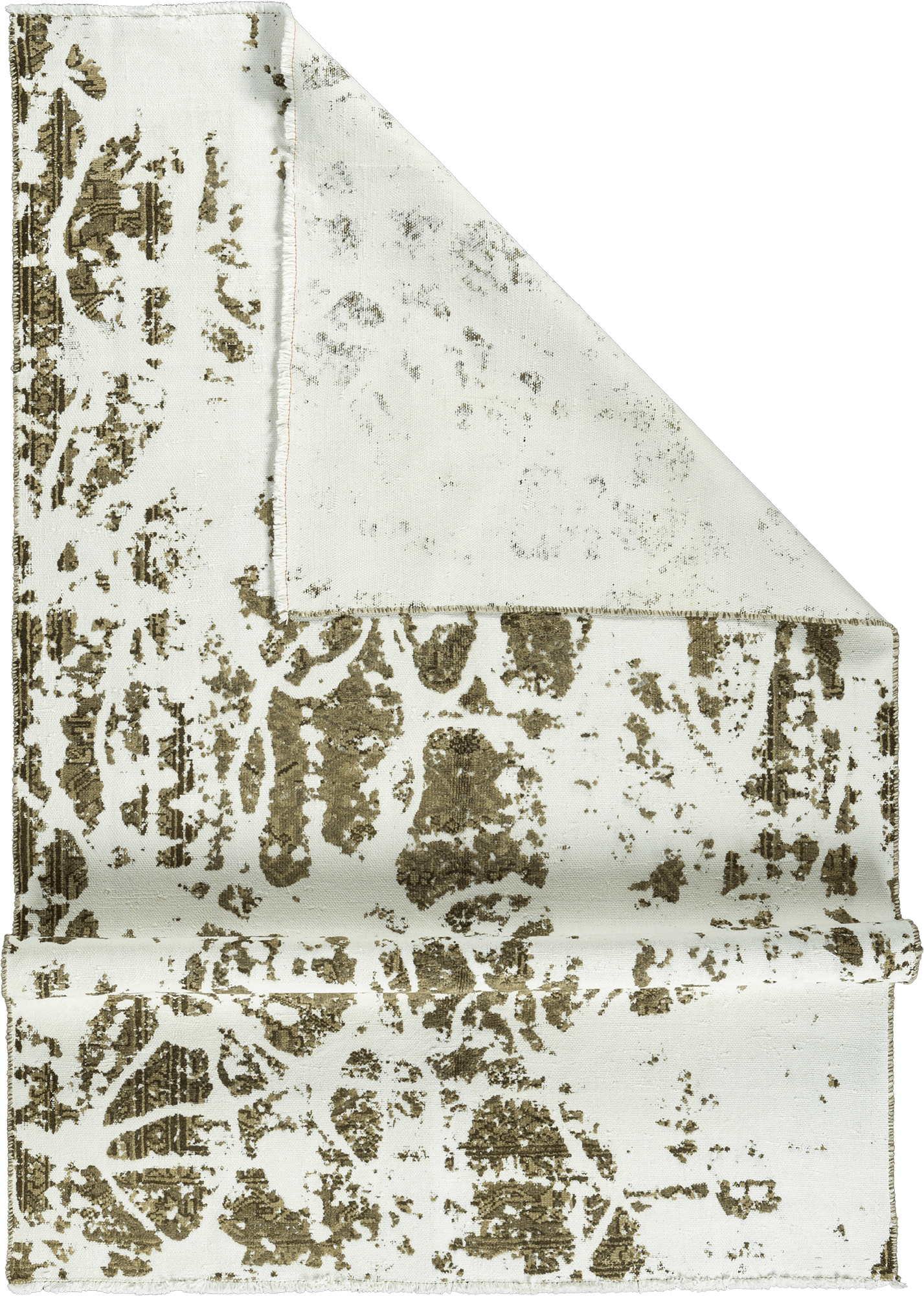 Modern Tabriz Rectangle White Olive Rug 5×8 Wool-Cotton