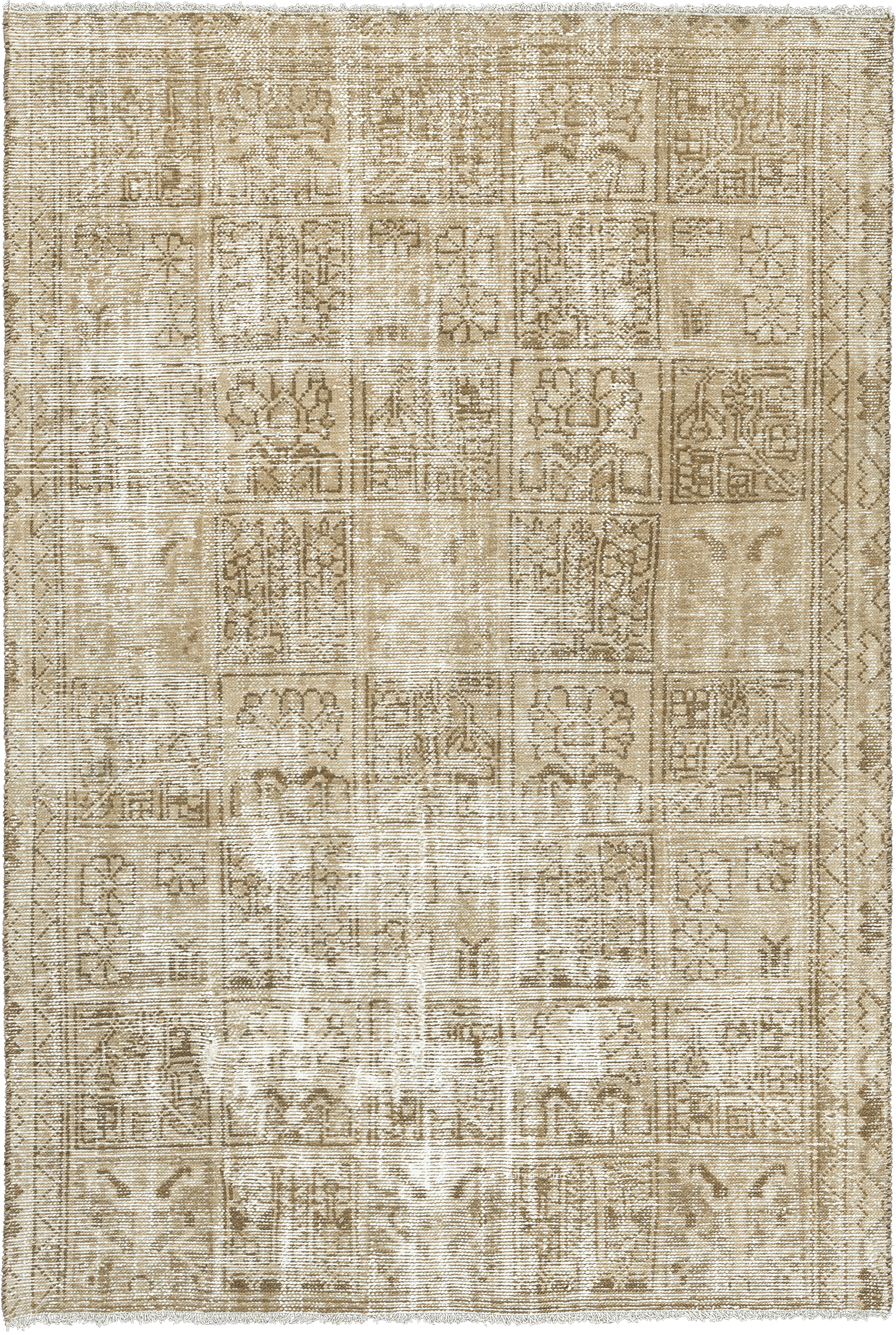 Modern Bakhtiari Rectangle Beige Rug 5×8 Wool-Cotton