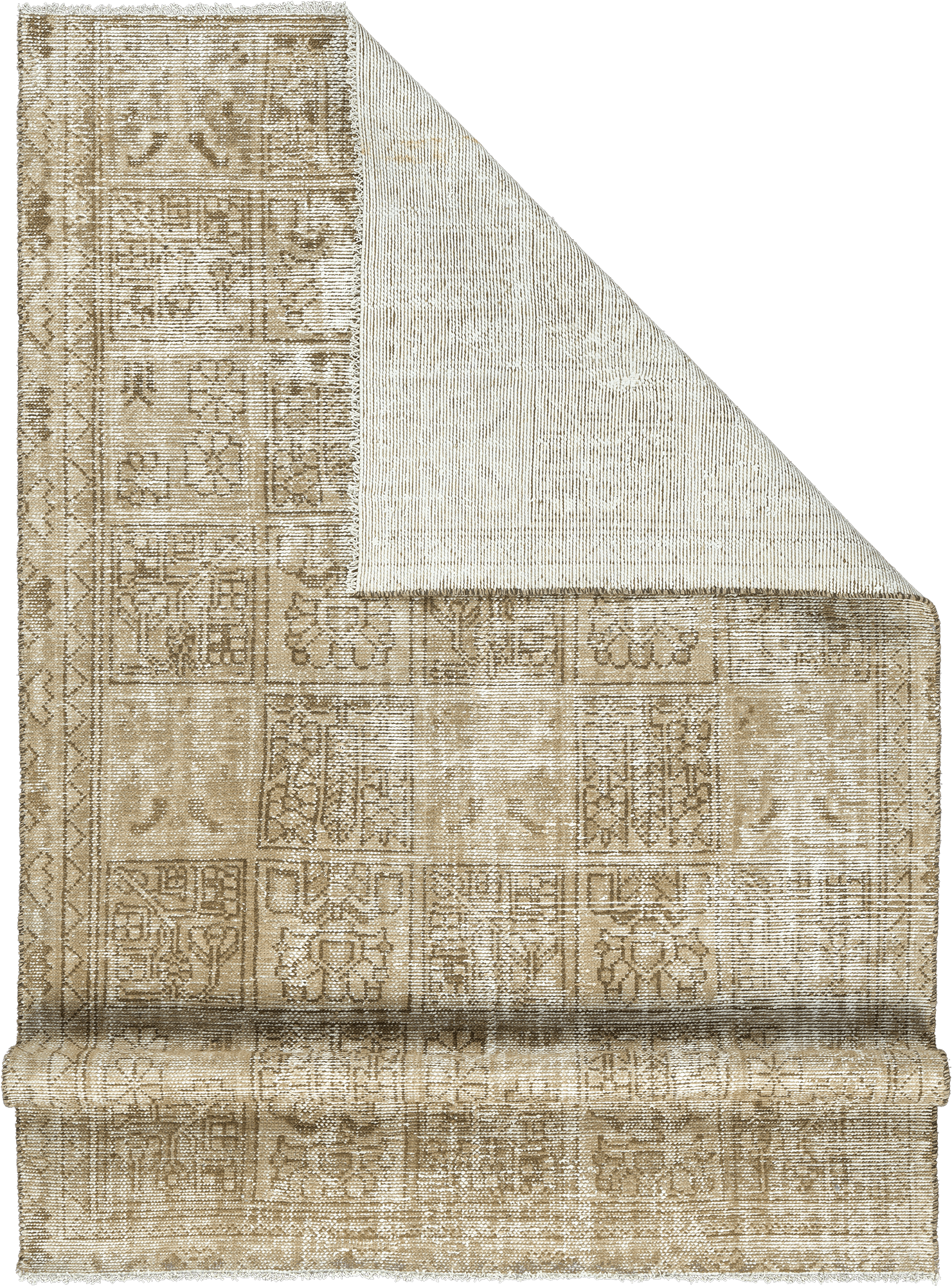 Modern Bakhtiari Rectangle Beige Rug 5×8 Wool-Cotton