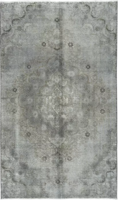 Modern Tabriz Rectangle Grey Rug 5×8 Wool-Cotton
