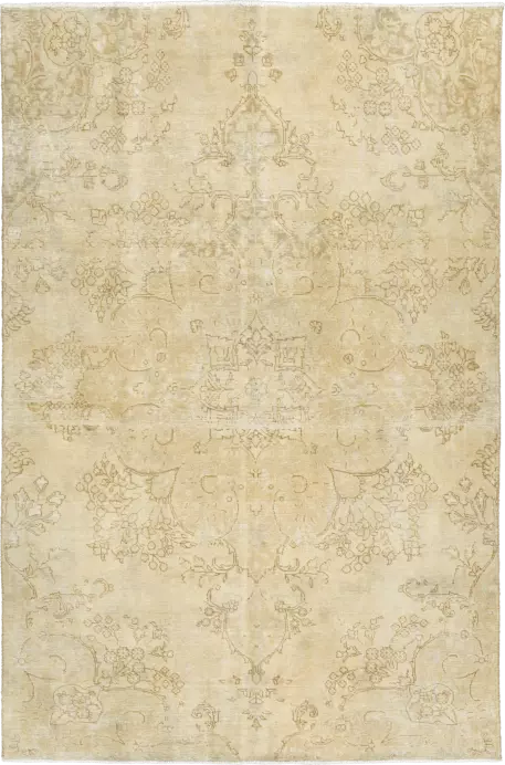 Modern Tabriz Rectangle Beige Rug 5×8 Wool-Cotton