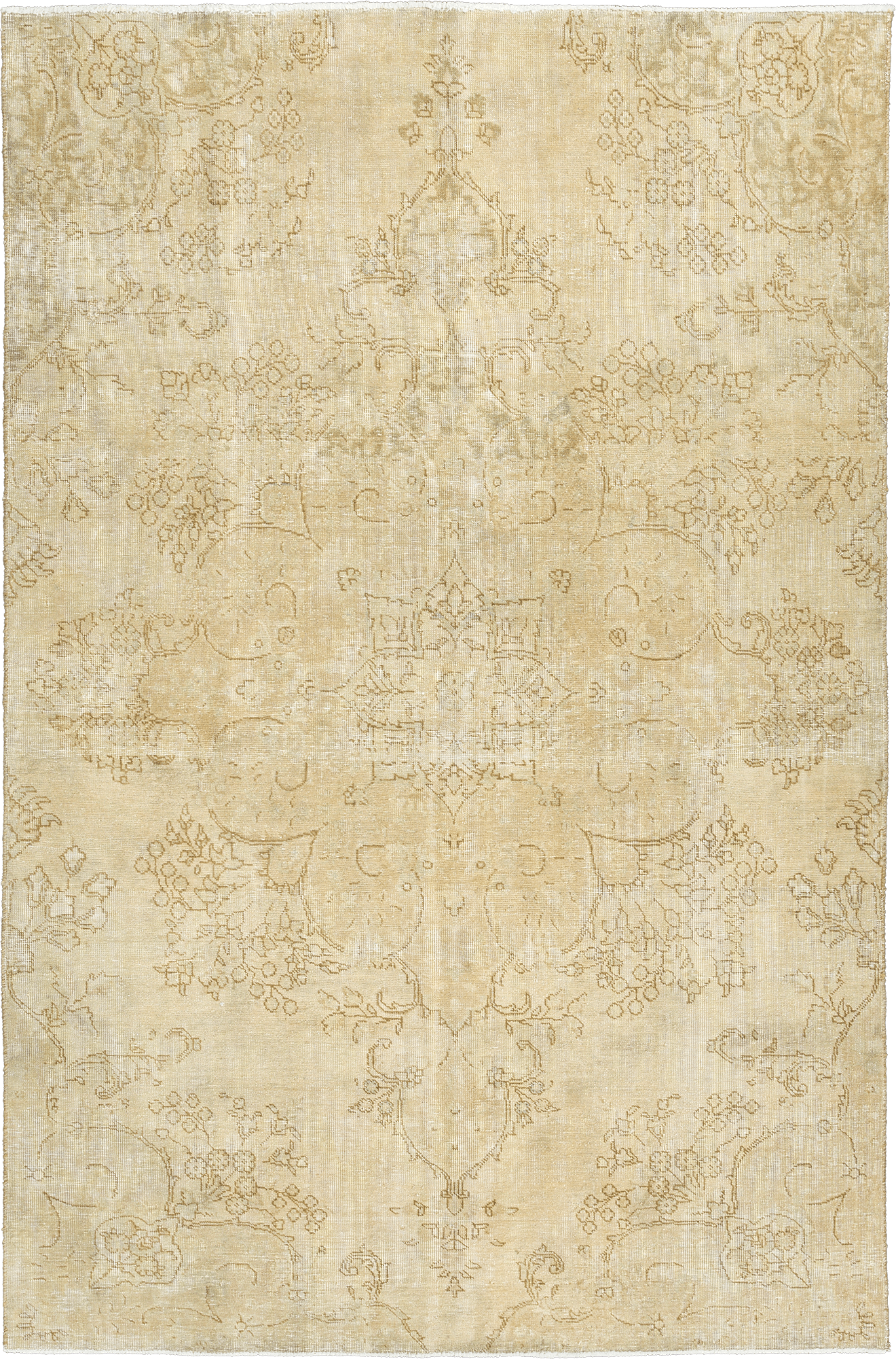 Modern Tabriz Rectangle Beige Rug 5×8 Wool-Cotton