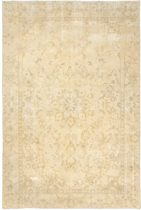 Modern Tabriz Rectangle Beige Rug 6×9 Wool-Cotton