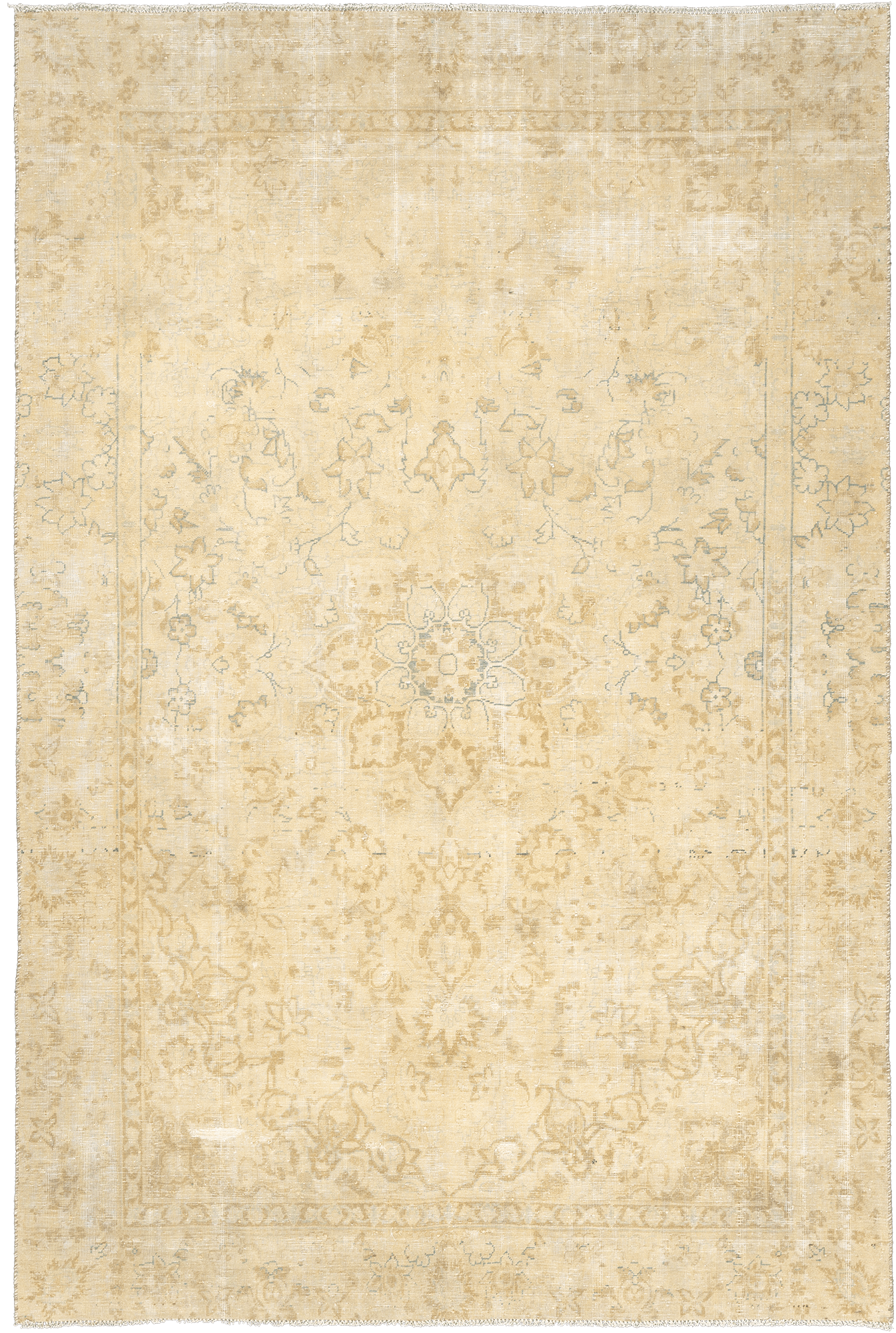 Modern Tabriz Rectangle Beige Rug 6×9 Wool-Cotton