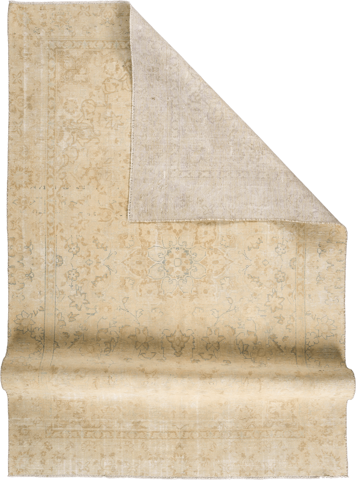 Modern Tabriz Rectangle Beige Rug 6×9 Wool-Cotton