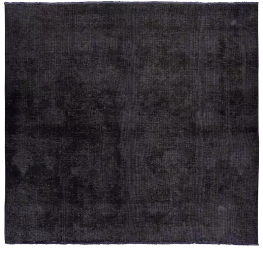 Colorful Vintage Tabriz Square Black Rug 7×7 Wool-Cotton