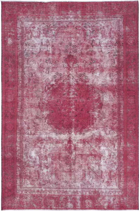 Colorful Vintage Sabzevar Rectangle Red Rug 6×9 Wool-Cotton