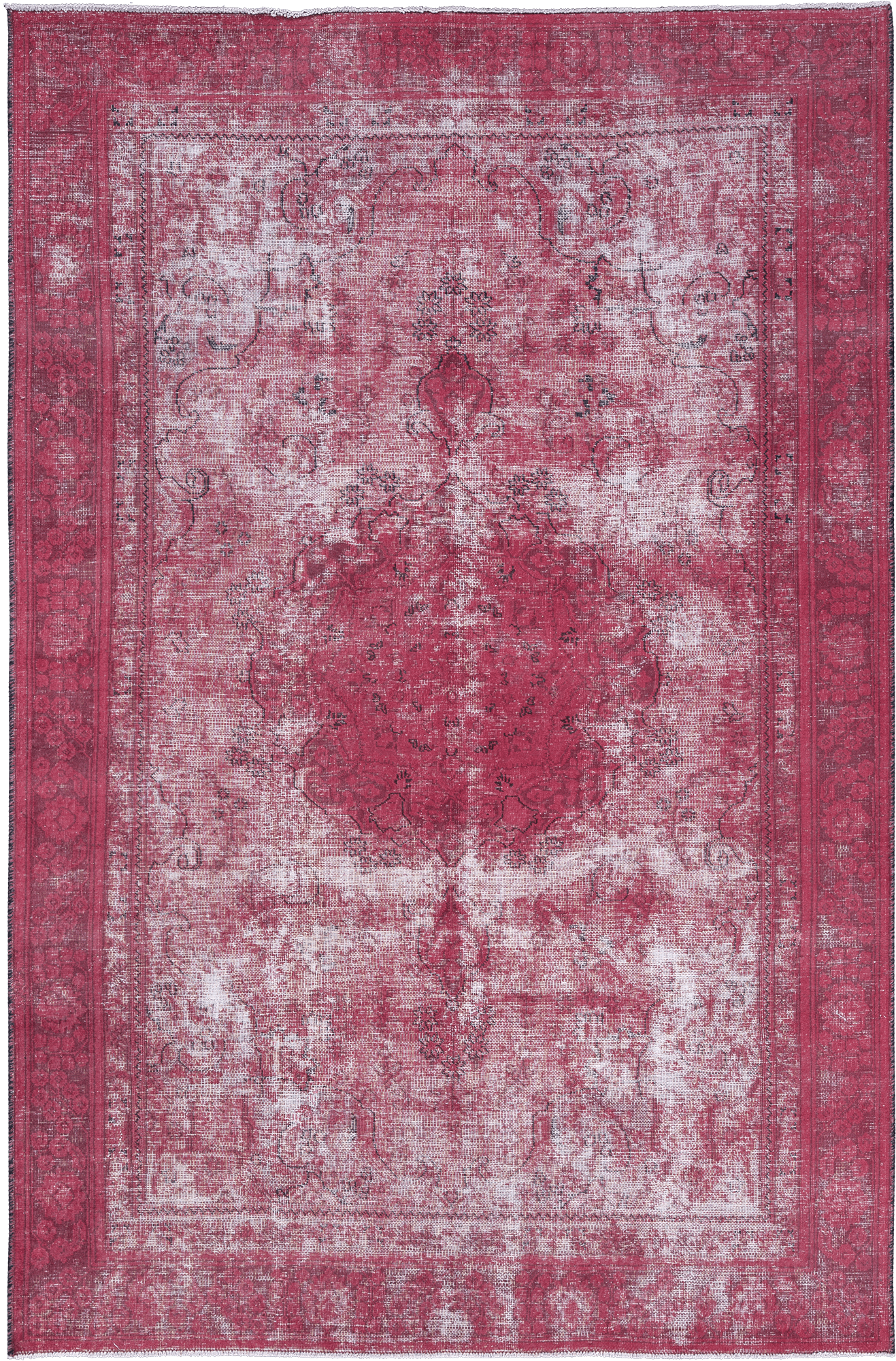Colorful Vintage Sabzevar Rectangle Red Rug 6×9 Wool-Cotton