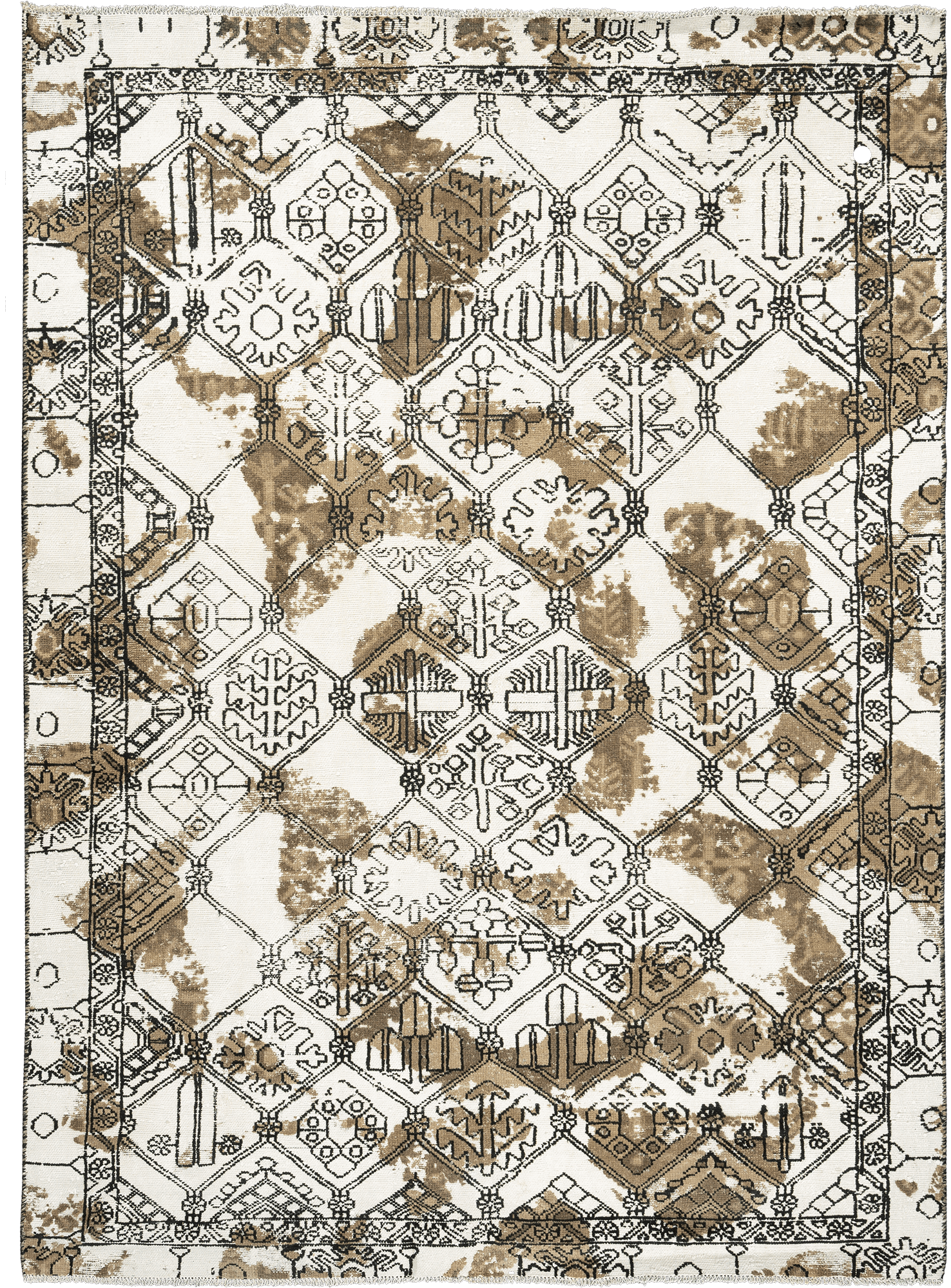 Modern Bakhtiari Rectangle White Rug 6×8 Wool-Cotton