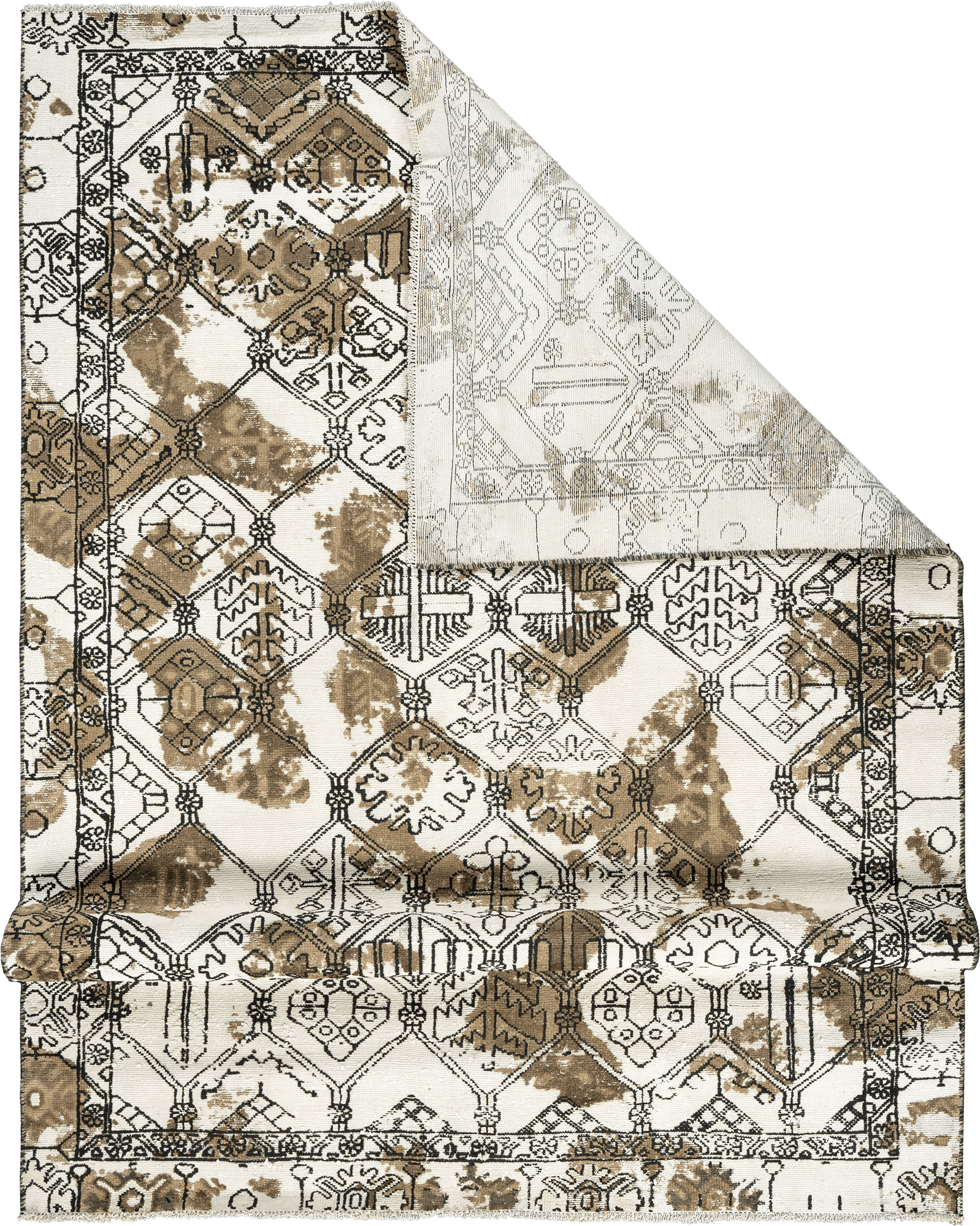 Modern Bakhtiari Rectangle White Rug 6×8 Wool-Cotton