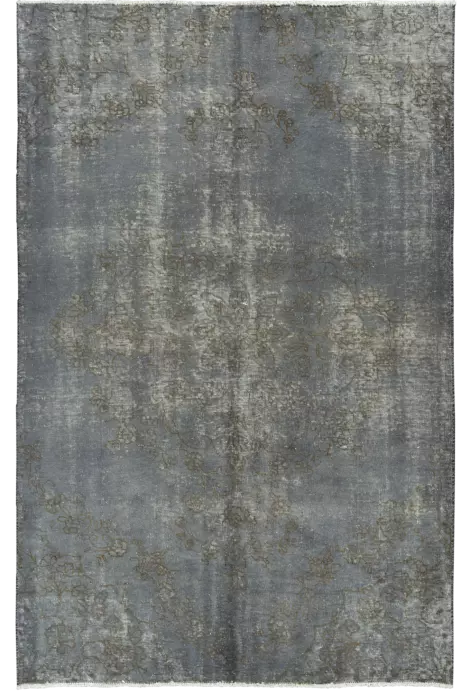 Colorful Vintage Tabriz Rectangle Grey Rug 6×9 Wool-Cotton