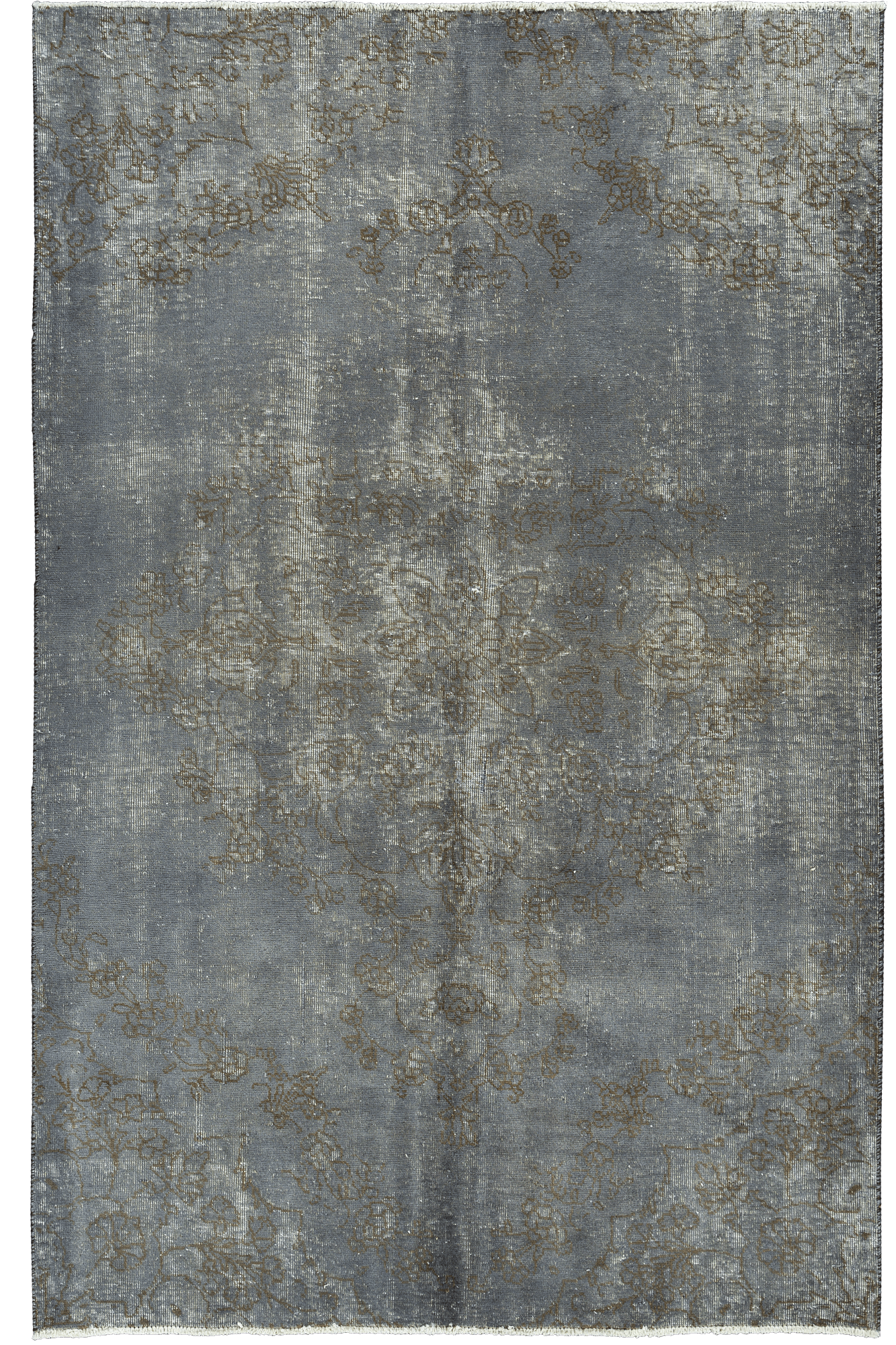 Colorful Vintage Tabriz Rectangle Grey Rug 6×9 Wool-Cotton