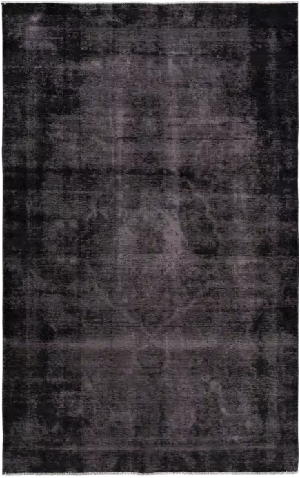 Colorful Vintage Tabriz Rectangle Black Rug 6×9 Wool-Cotton
