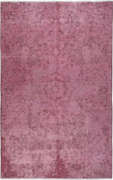 Colorful Vintage Tabriz Rectangle Pink Rug 6×10 Wool-Cotton