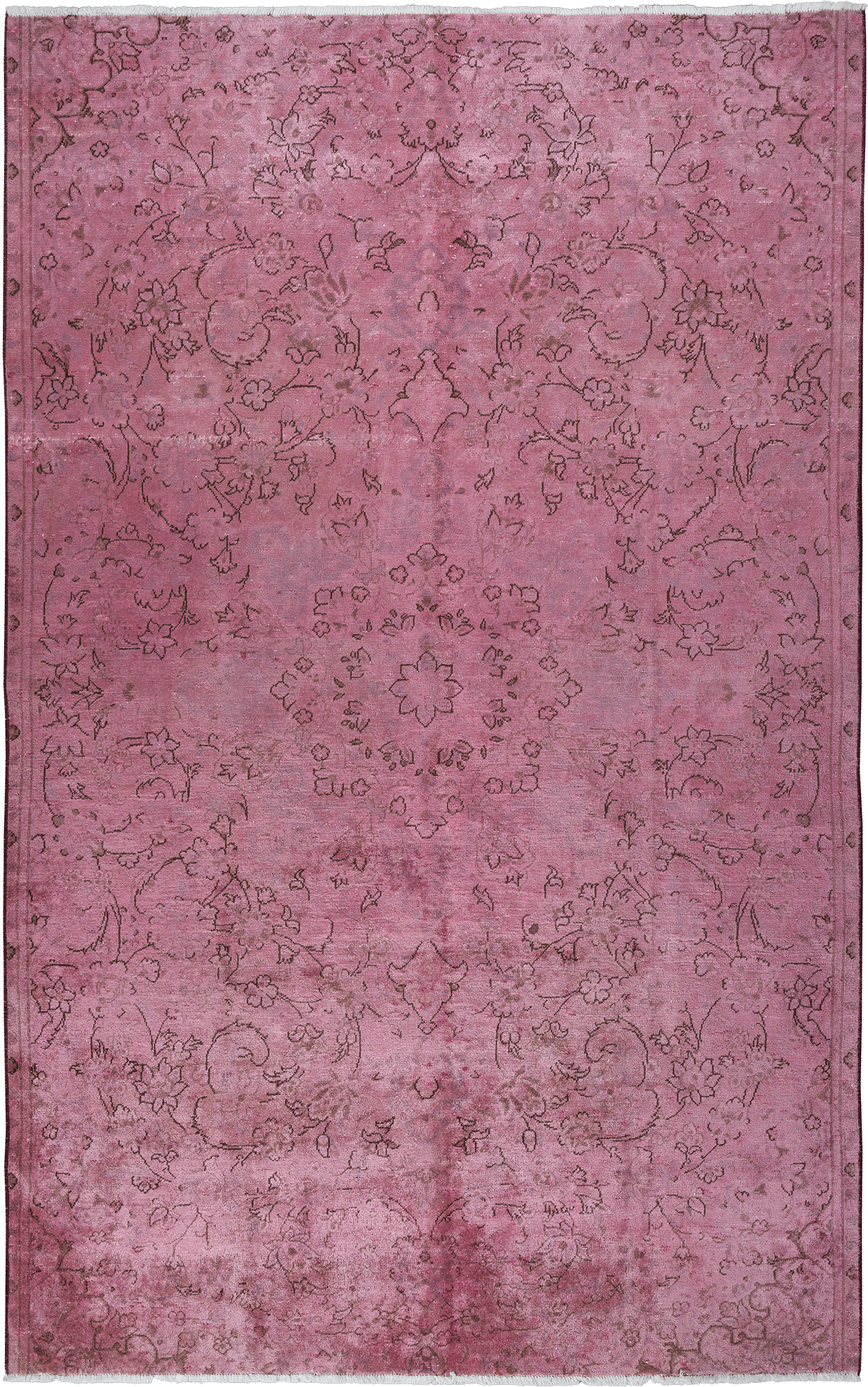 Colorful Vintage Tabriz Rectangle Pink Rug 6×10 Wool-Cotton