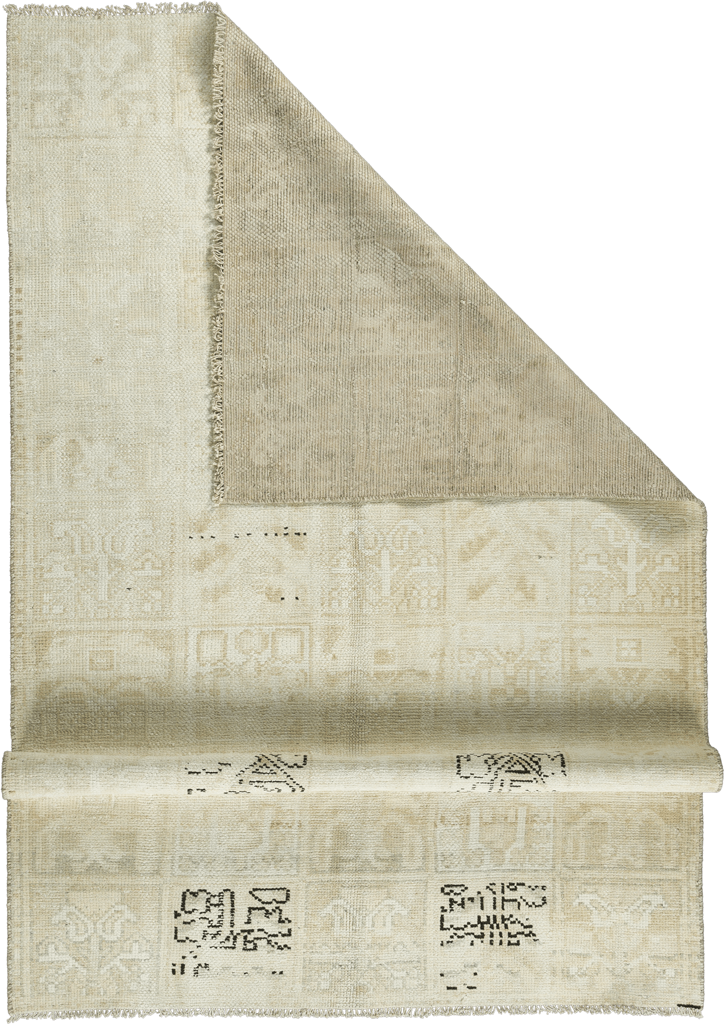 Modern Bakhtiari Rectangle White Rug 5×8 Wool-Cotton