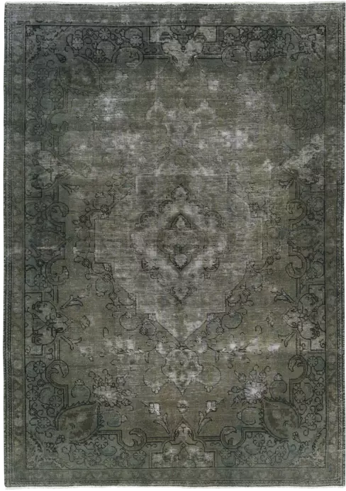 Modern Tabriz Rectangle Olive Rug 6×9 Wool-Cotton