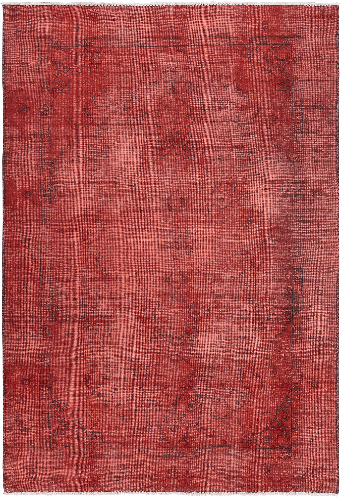Colorful Vintage Tabriz Rectangle Red Rug 6×9 Wool-Cotton