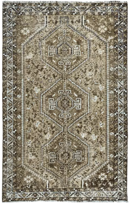 Modern Qashqai Rectangle Brown Rug 6×9 Wool-Cotton