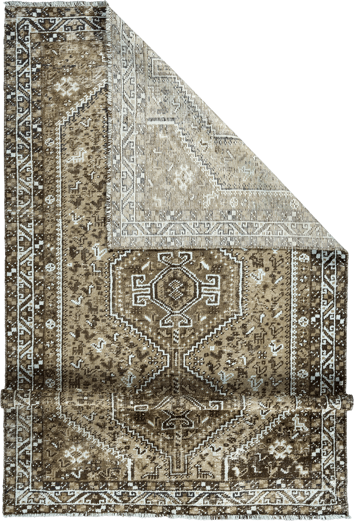 Modern Qashqai Rectangle Brown Rug 6×9 Wool-Cotton