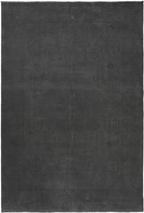 Colorful Vintage Heriz Rectangle Black Rug 6×9 Wool-Cotton