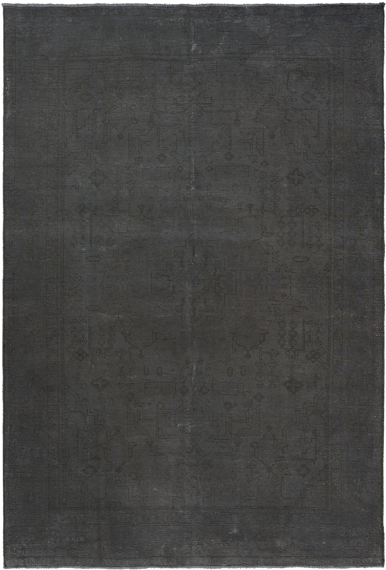 Colorful Vintage Heriz Rectangle Black Rug 6×9 Wool-Cotton