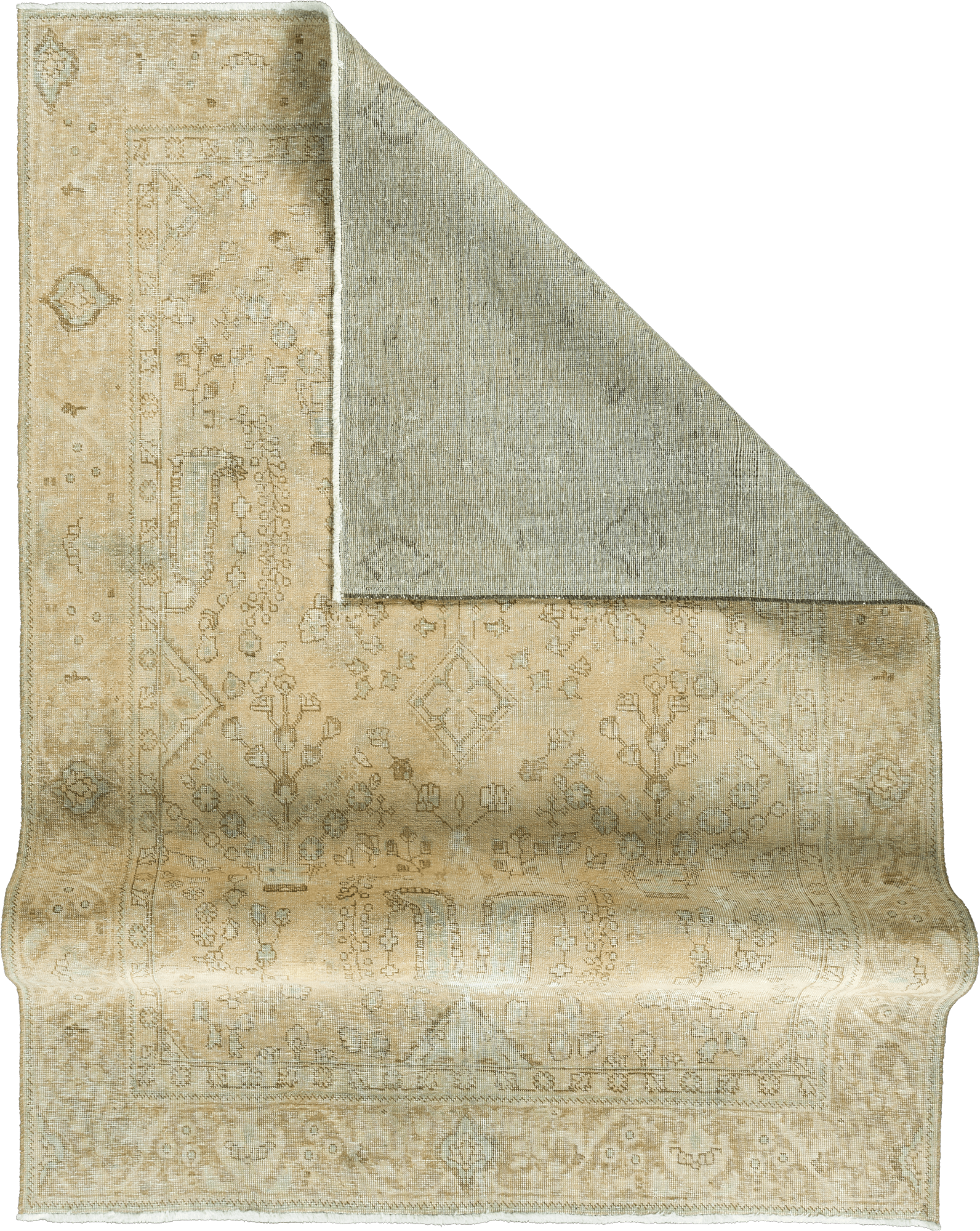 Modern Tabriz Rectangle Beige Rug 6×9 Wool-Cotton