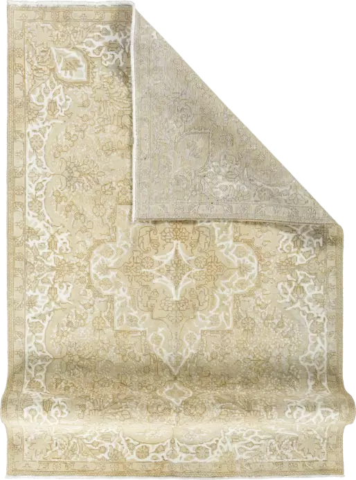 Modern Tabriz Rectangle Beige Rug 6×9 Wool-Cotton