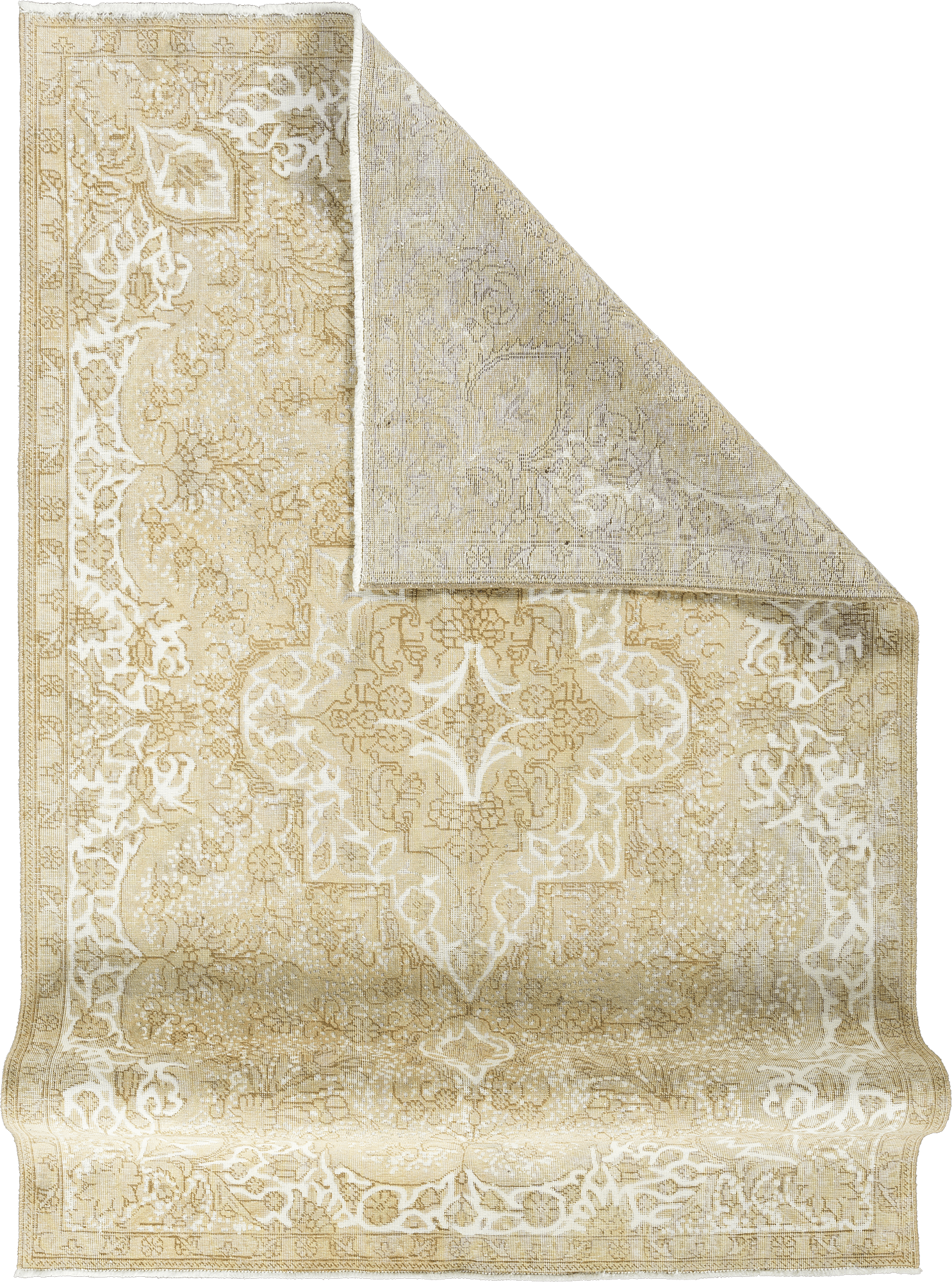 Modern Tabriz Rectangle Beige Rug 6×9 Wool-Cotton