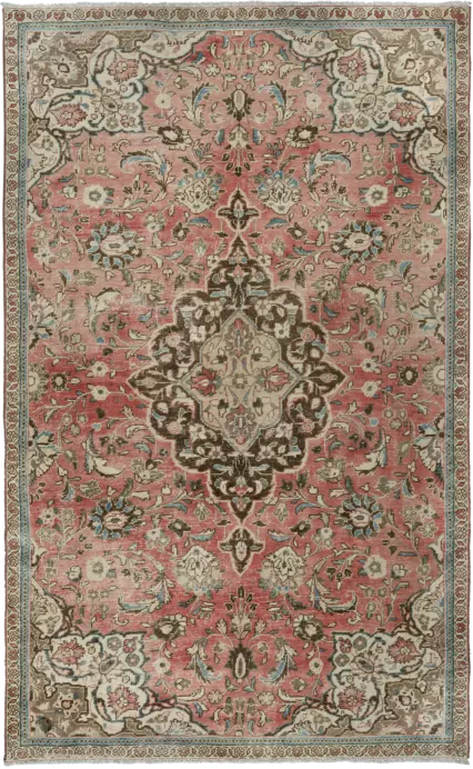 Patina Tabriz Rectangle Pink Rug 7×11 Wool-Cotton